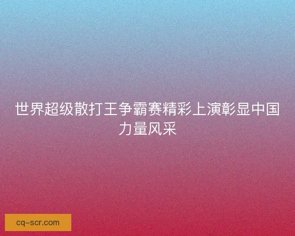 世界超级散打王争霸赛精彩上演彰显中国力量风采