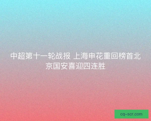 中超第十一轮战报 上海申花重回榜首北京国安喜迎四连胜