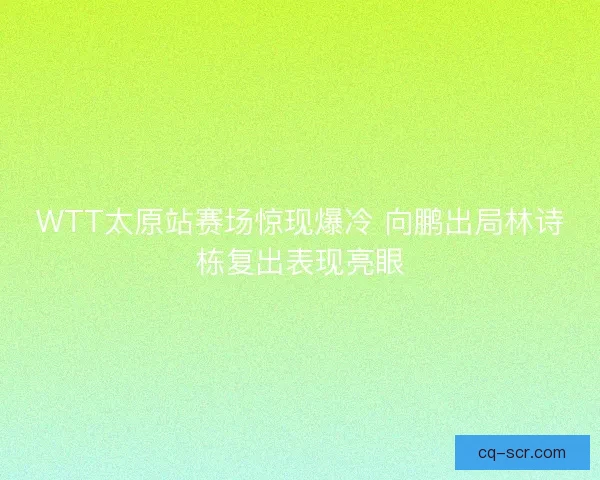 WTT太原站赛场惊现爆冷 向鹏出局林诗栋复出表现亮眼