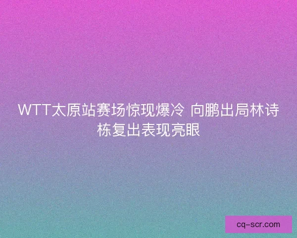 WTT太原站赛场惊现爆冷 向鹏出局林诗栋复出表现亮眼